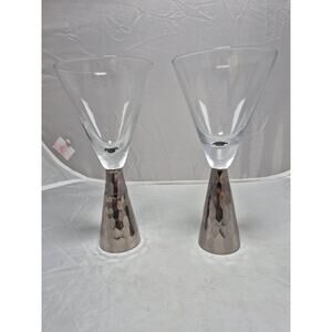 💥 Platinum Verglas Martini Glasses Mercury Rare Set of 2